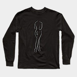 Minimalist Nude Sketch - Slender Sylvia Long Sleeve T-Shirt